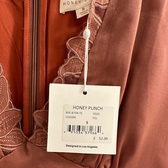 Honey Punch Romper Silk and Lace Size Small Ginger Color NWT - Picture 6 of 6